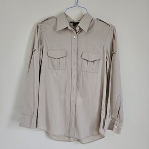 Lands' End Long Sleeve Button Shirt Tan  Women's :S 6/8